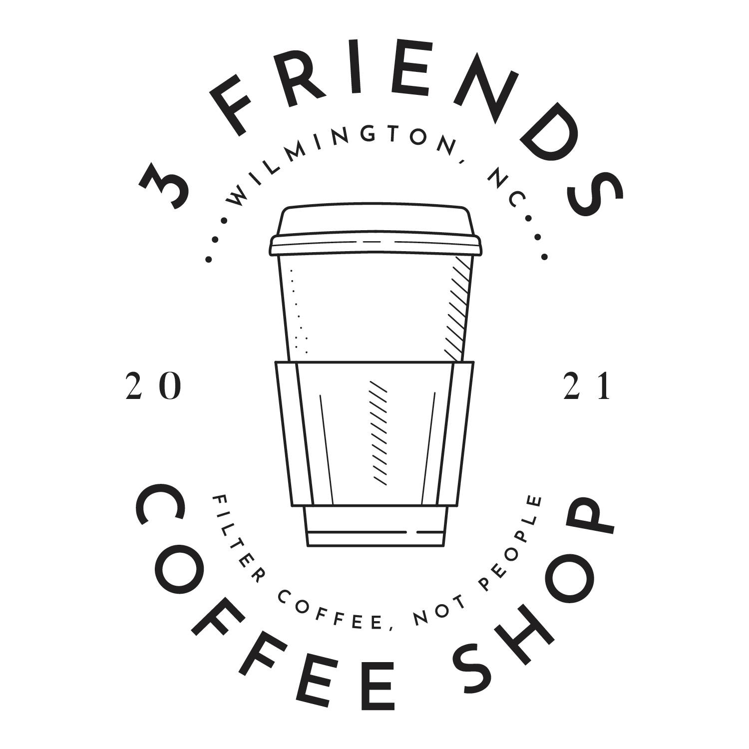 Three Friends Coffee Shop Logo